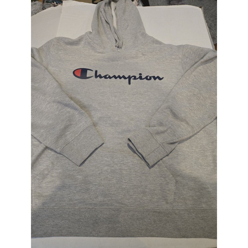 Champion Sweatshirt Mens Xl  Gray Jacket Logo Hoodie Spell Out Graphic Modern